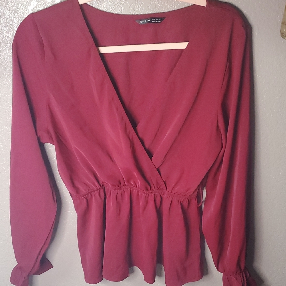 Women's Red Wrap Top